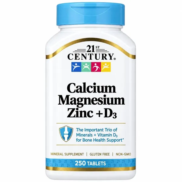 21st Century, Calcium Magnesium Zinc + D3, 250 Tablets