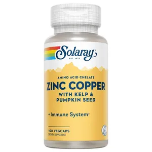 Solaray Zinc Copper with Kelp &amp; Pumpkin Seed - 100 VegCaps