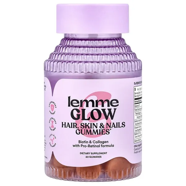 Lemme, Glow, Hair, Skin & Nails Gummies, Peach, 60 Gummies