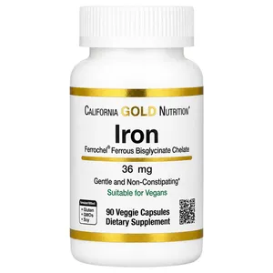 California Gold Nutrition, Ferrochel Iron (Bisglycinate), 36 mg, 90 Veggie Capsules
