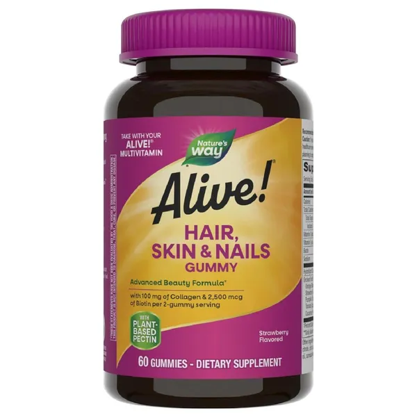 Nature's Way Alive! Hair Skin & Nails Gummies Strawberry - 60 Gummies