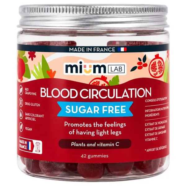 Mium Lab, Blood Circulation Gummies Sugar-Free, Grenadine Flavor, 42 Gummies
