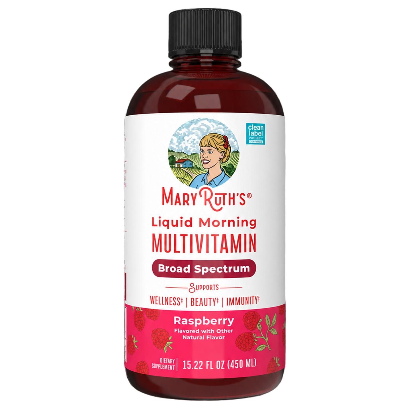 MaryRuth's Liquid Morning Multivitamin Raspberry, 15.22 fl oz (450 ml)