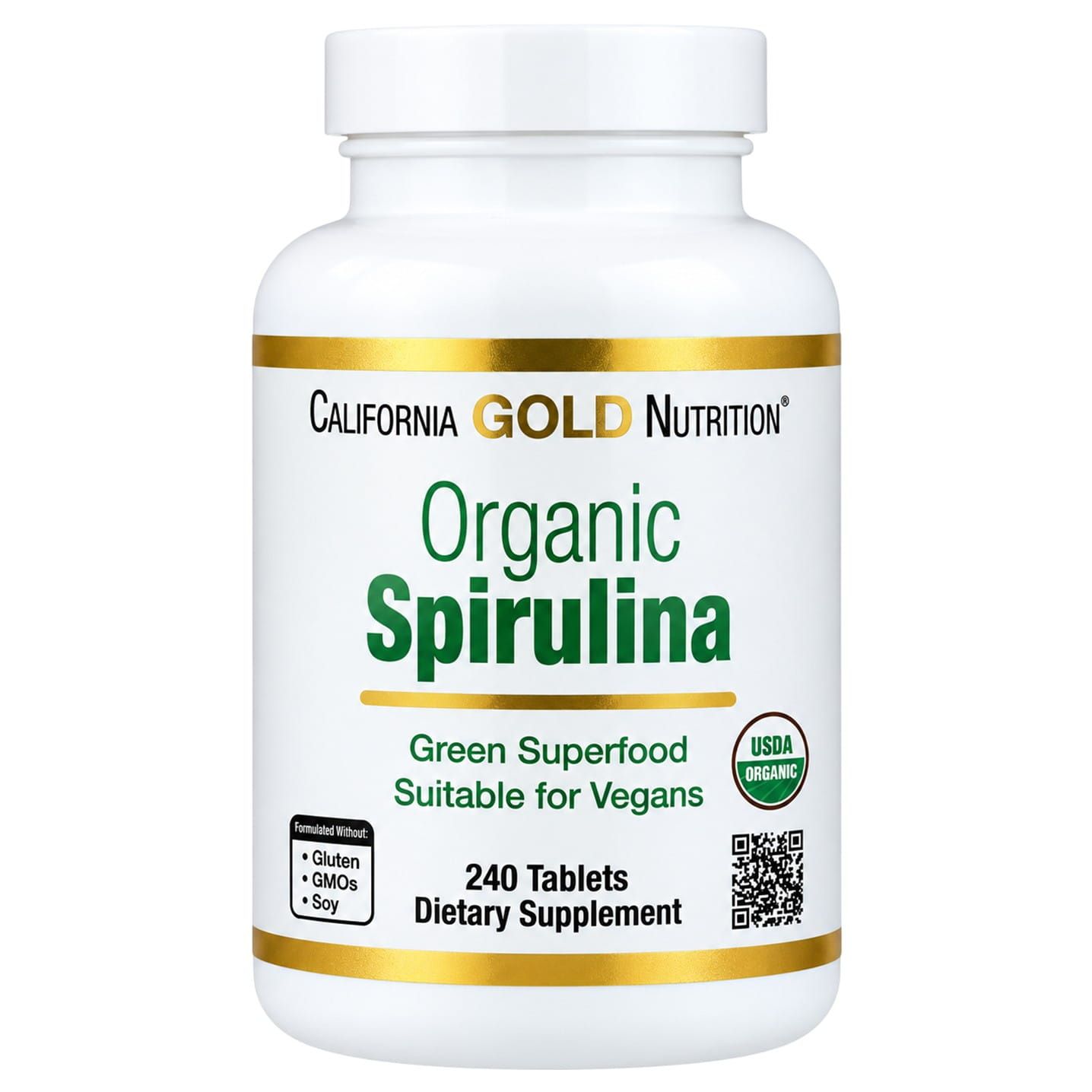 California Gold Organic Spirulina, 240 Tablets (500 mg per Tablet)