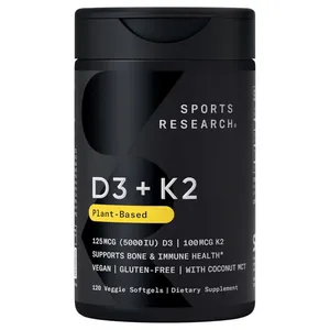 Sports Research D3 + K2 Plant-Based 125 mcg/100 mcg - 60 Veggie Softgels