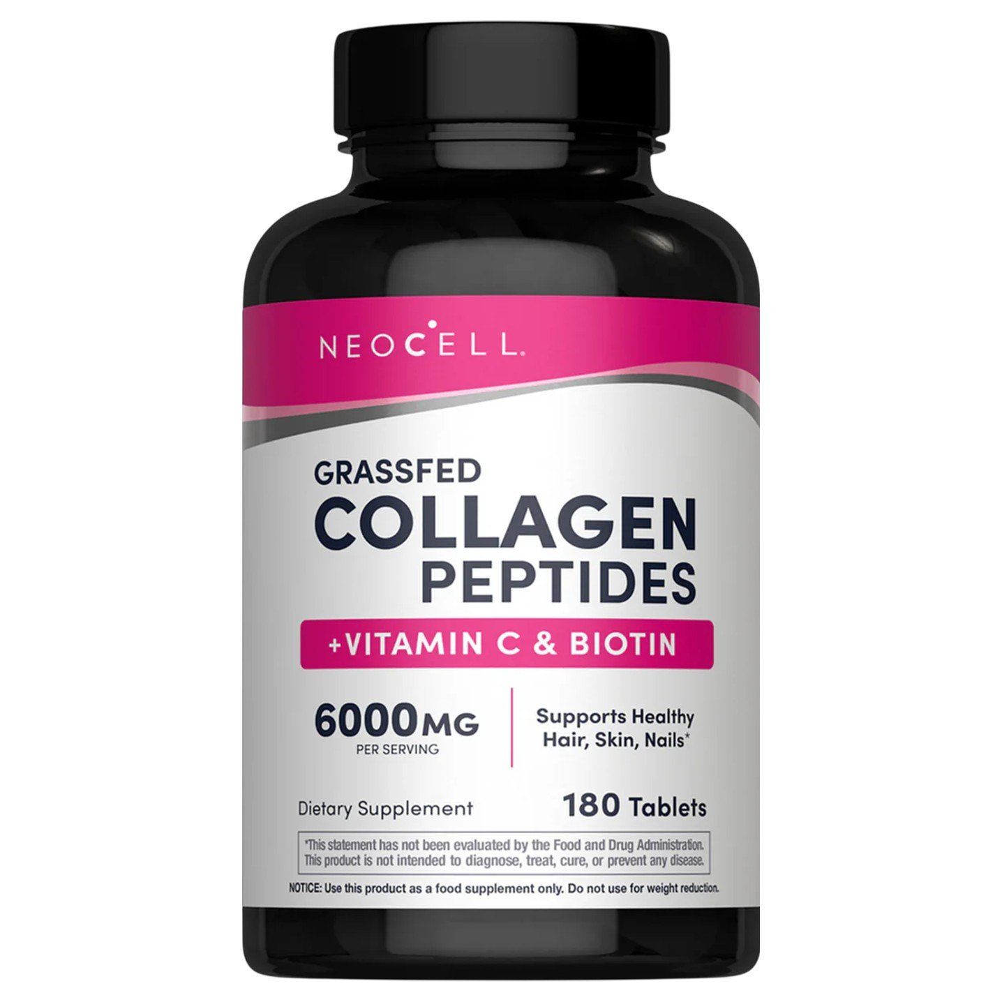 NeoCell Grassfed Collagen Peptides + Vitamin C &amp; Biotin - 180 Tablets