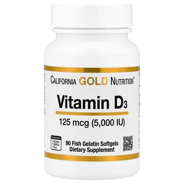 California Gold Vitamin D3 125 mcg (5,000 IU), 90 Fish Gelatin Softgels
