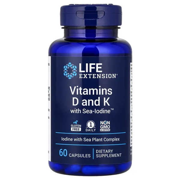 Life Extension Vitamins D & K with Sea-Iodine, 60 Capsules