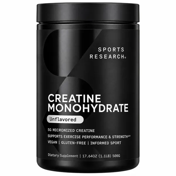 Sports Research Creatine Monohydrate Unflavored, 10.58 oz (300 g)