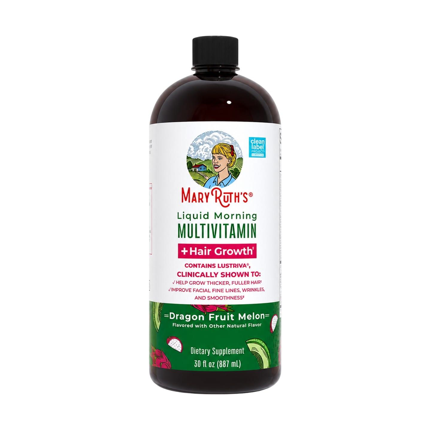 MaryRuth's, Liquid Morning Multivitamin + Hair Growth, Dragon Fruit Melon, 15.22 fl oz (450 ml)