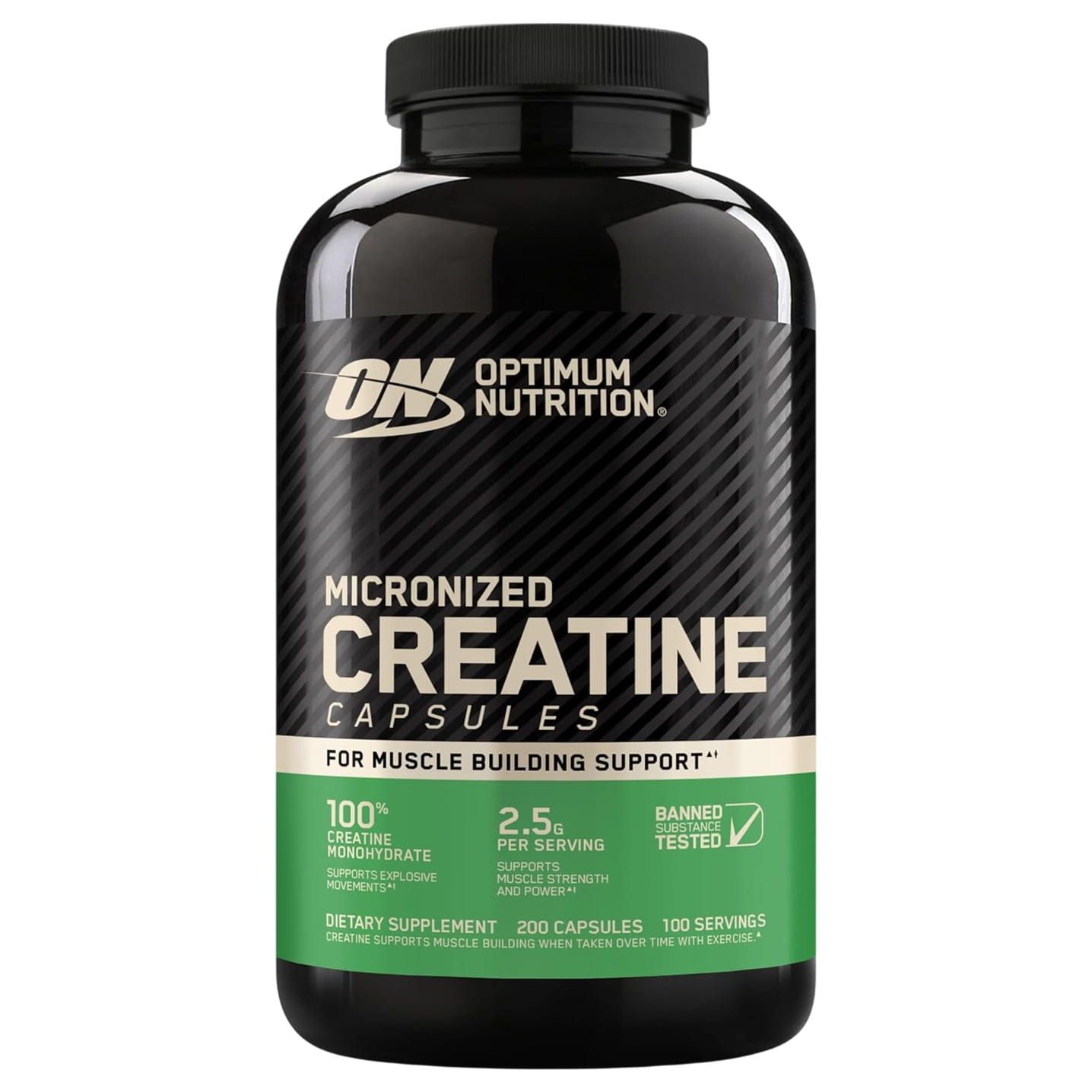 Optimum Nutrition Micronized Creatine, 100 Capsules (1.25 g per Capsule)