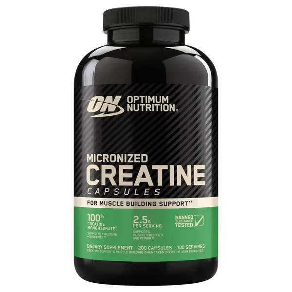 Optimum Nutrition Micronized Creatine, 100 Capsules (1.25 g per Capsule)