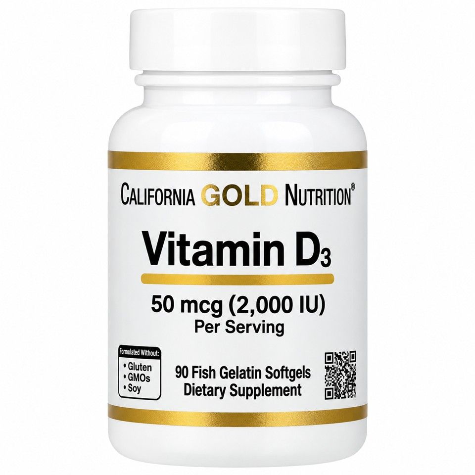 California Gold Nutrition, Vitamin D3, 50 mcg (2,000 IU), 90 Fish Gelatin Softgels