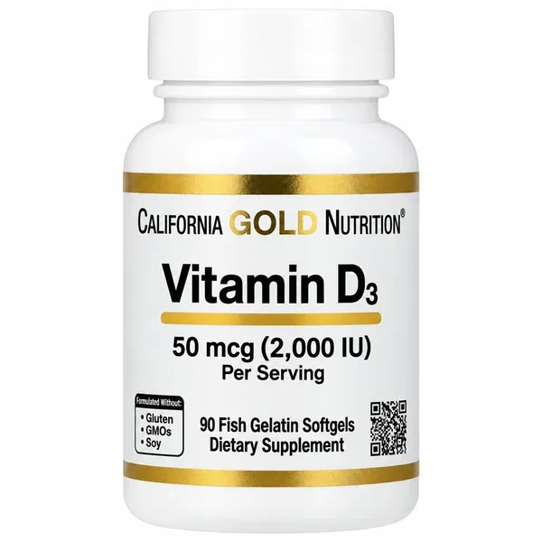 California Gold Nutrition, Vitamin D3, 50 mcg (2,000 IU), 90 Fish Gelatin Softgels