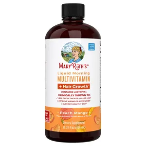 MaryRuth's Liquid Multivitamin + Hair Growth Peach Mango, 15.22 fl oz (450 ml)