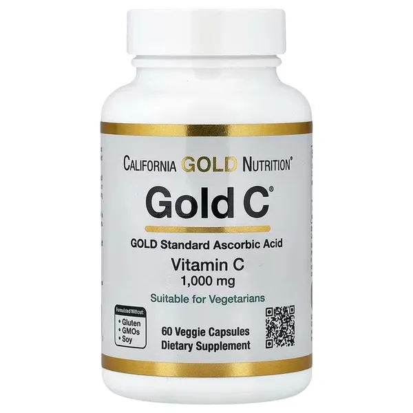California Gold Nutrition Gold C Vitamin C 1000 mg - 60 Veggie Capsules