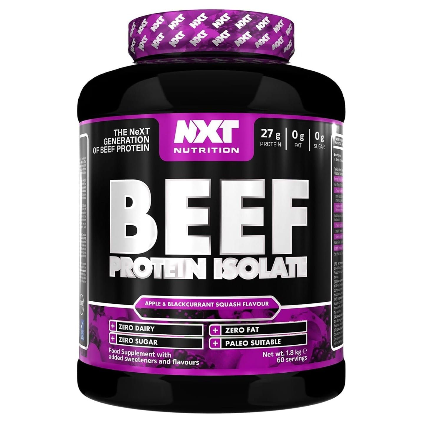 NXT Nutrition Beef Protein Isolate Apple & Blackcurrant Squash, 4 lbs (1.81 kg)