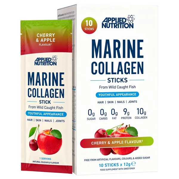 Applied Nutrition, Marine Collagen Stick, Cherry & Apple, 10 Sachets (12 g Each)