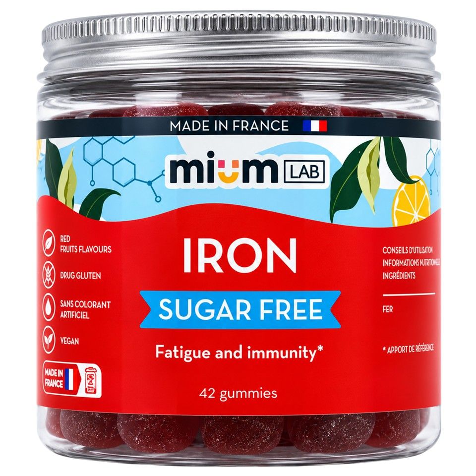 Mium Lab, Iron Gummies Sugar-Free, Red Fruit & Yuzu Flavor, 42 Gummies