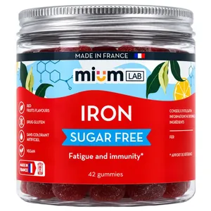 Mium Lab, Iron Gummies Sugar-Free, Red Fruit & Yuzu Flavor, 42 Gummies
