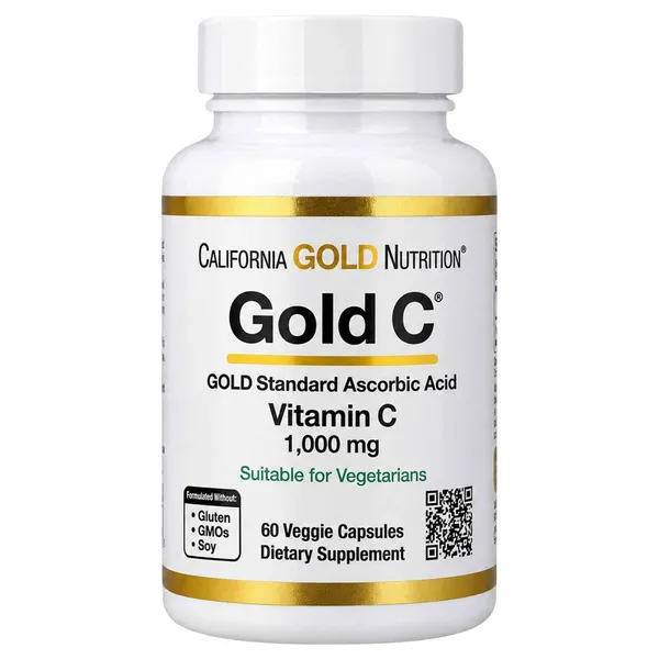California Gold Vitamin C 1000 mg, 60 Veggie Capsules