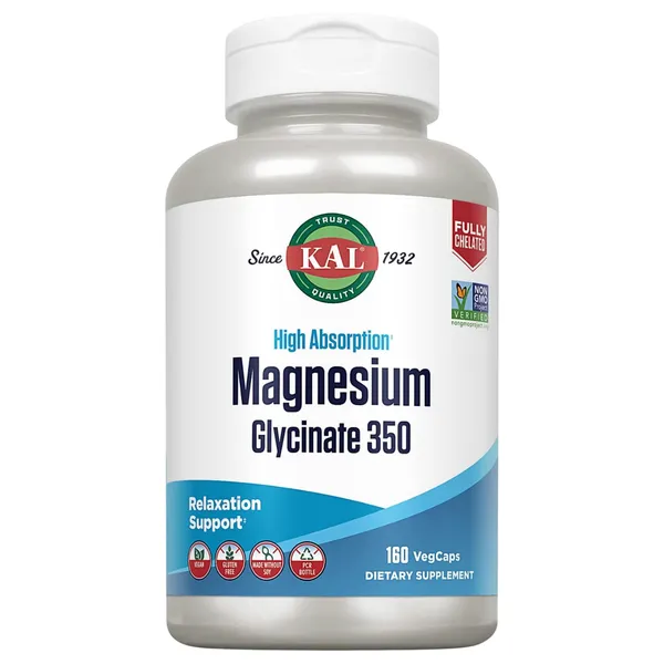 KAL High Absorption Magnesium Glycinate 350 - 160 VegCaps