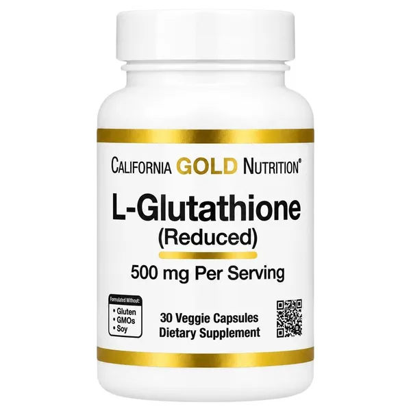 California Gold Nutrition, L-Glutathione (Reduced), 500 mg, 30 Veggie Capsules