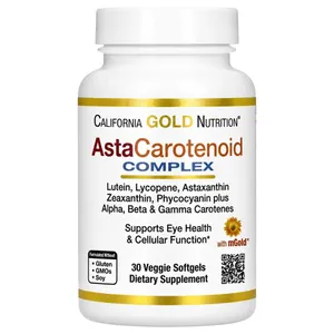 California Gold Nutrition, AstaCarotenoid Complex with Lutein, Lycopene, Astaxanthin, and Vitamin A, 30 Veggie Softgels