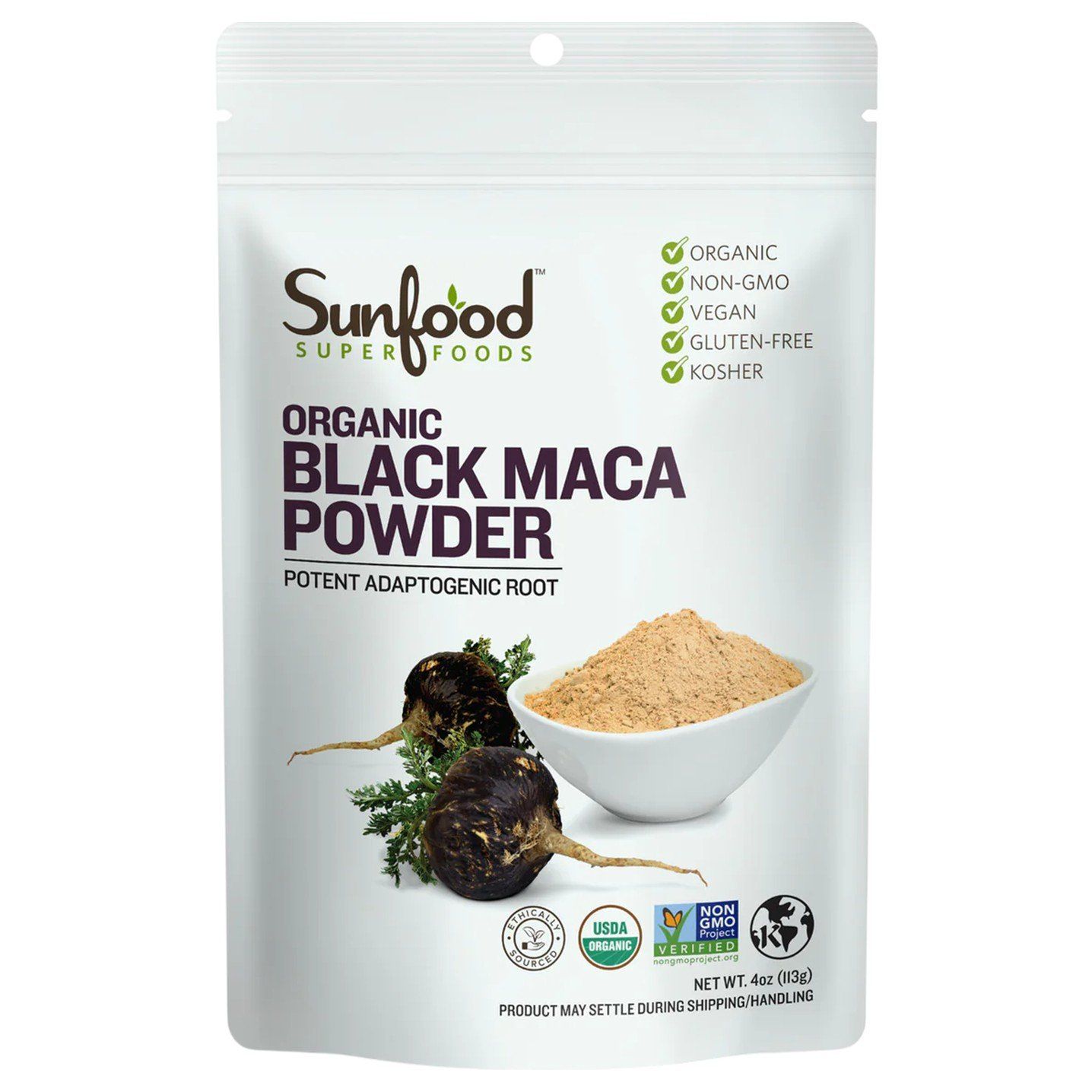 Sunfood Organic Black Maca Powder - 113 g