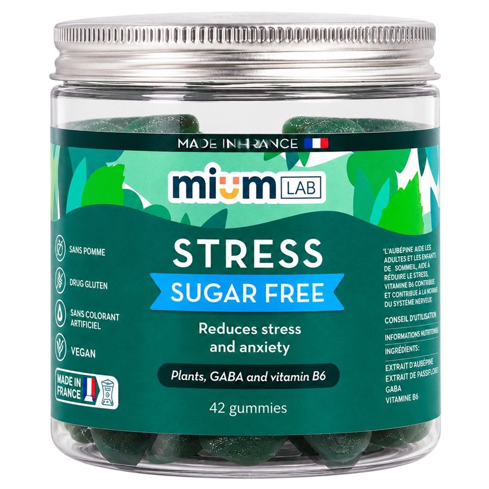 Mium Lab, Stress Gummies Sugar-Free, Apple Flavor, 42 Gummies