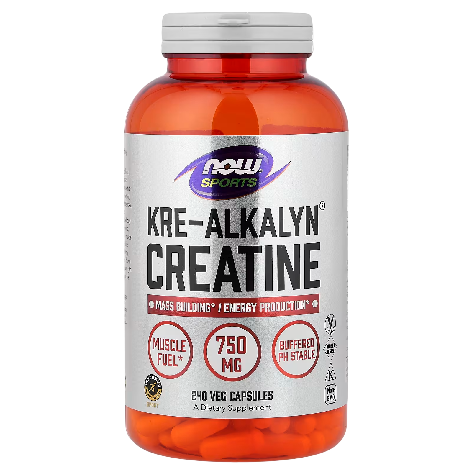NOW Foods Sports Kre-Alkalyn Creatine, 240 Veg Capsules (0.75 g per Capsule)