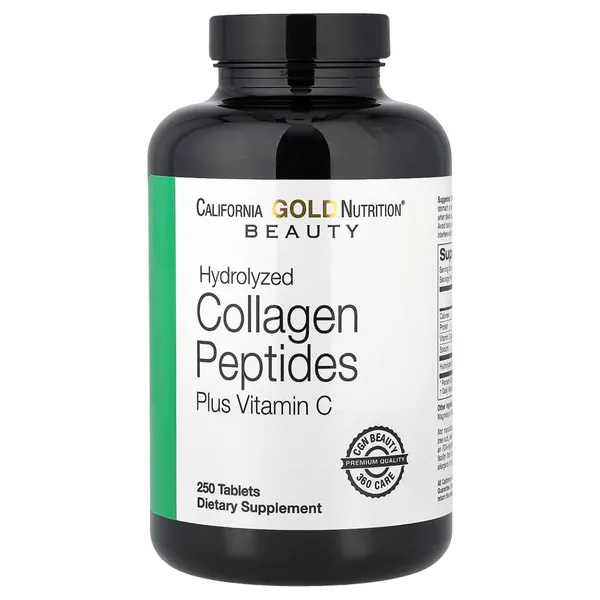 California Gold Nutrition Hydrolyzed Collagen Peptides + Vitamin C - 250 Tablets