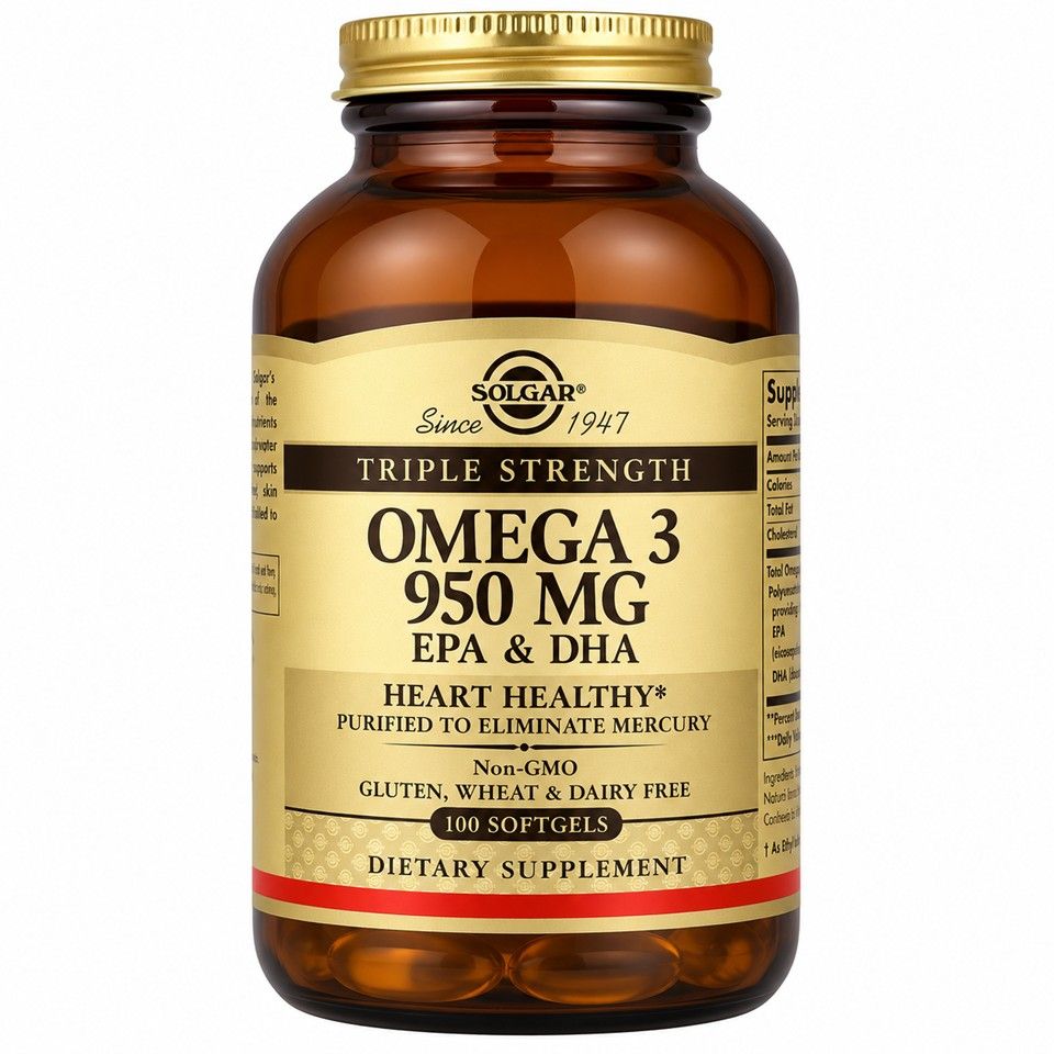 Solgar, Omega 3, EPA & DHA, Triple Strength, 950 mg, 100 Softgels