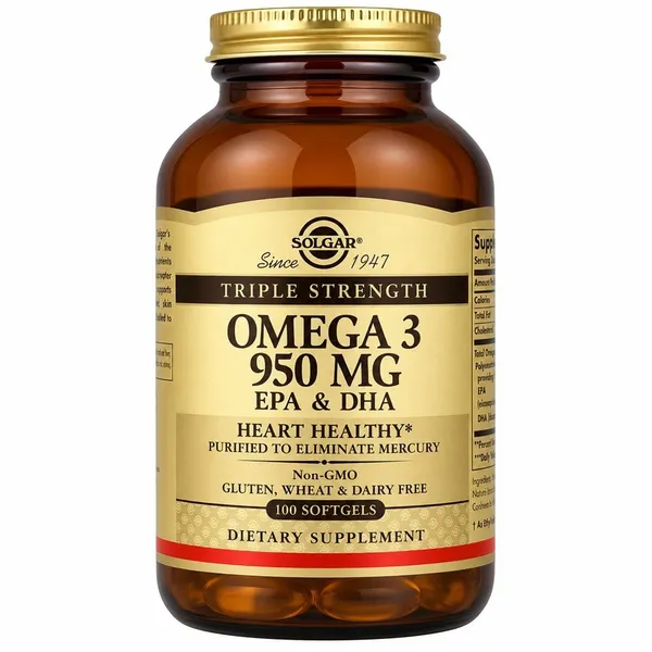 Solgar, Omega 3, EPA & DHA, Triple Strength, 950 mg, 100 Softgels
