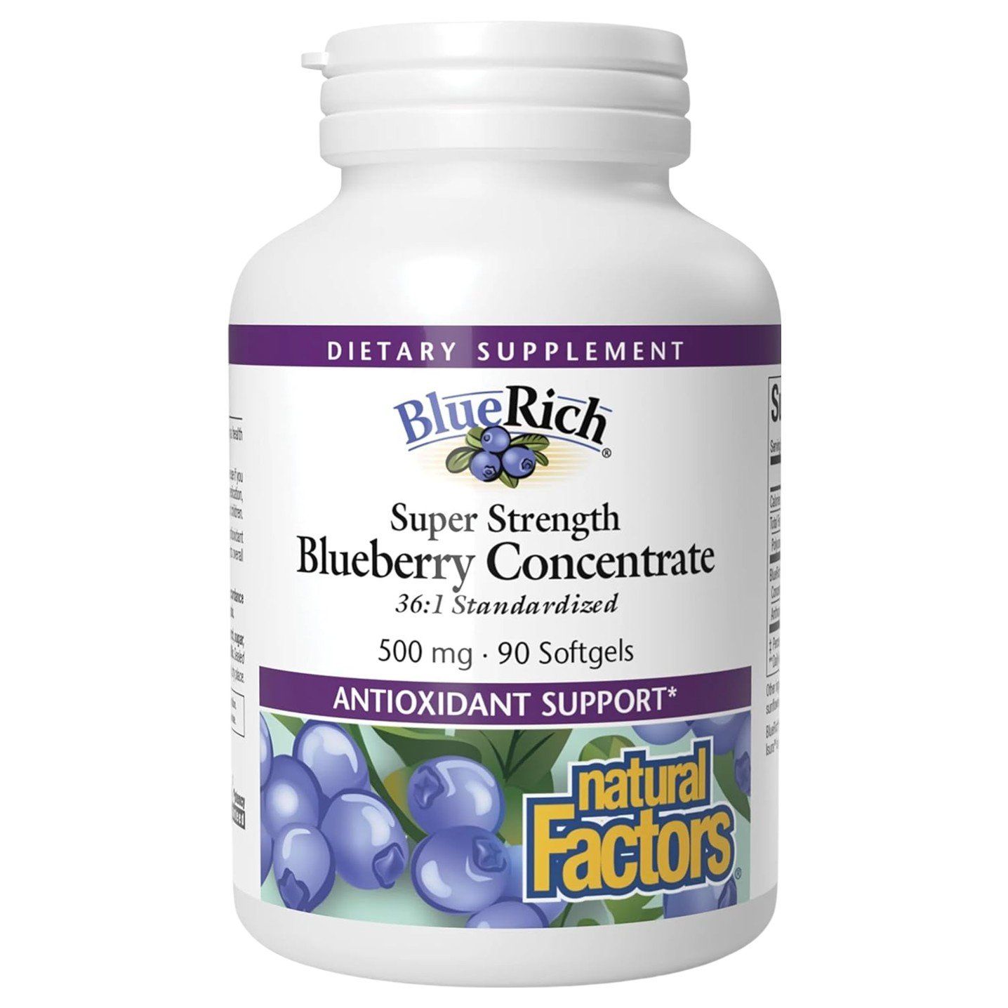 Natural Factors BlueRich Blueberry Concentrate 500 mg - 90 Softgels