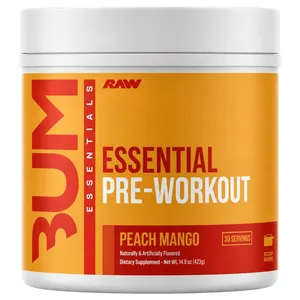 Raw Nutrition Bum Essential Pre-Workout - 30 Servings - peach mango