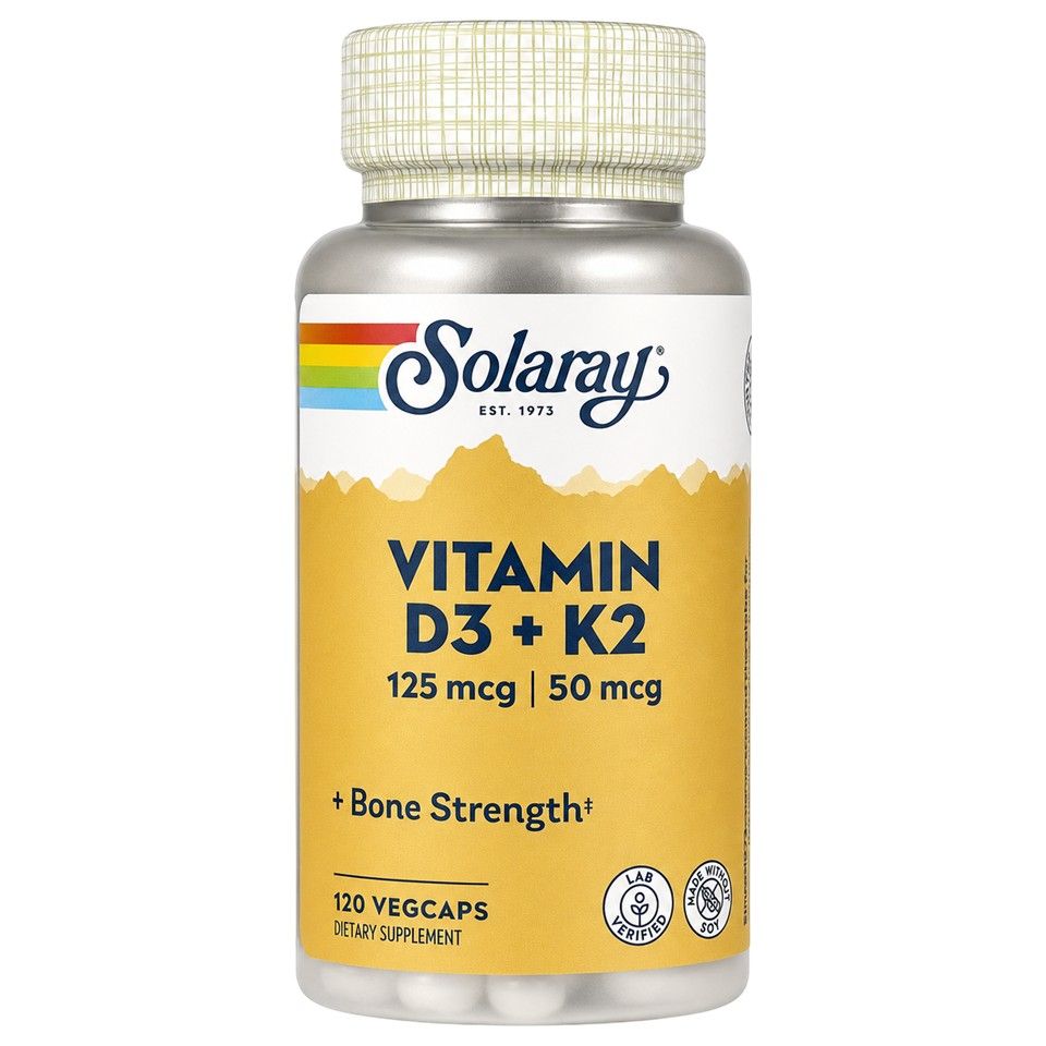 Solaray, Vitamin D3 + K2, 120 VegCaps
