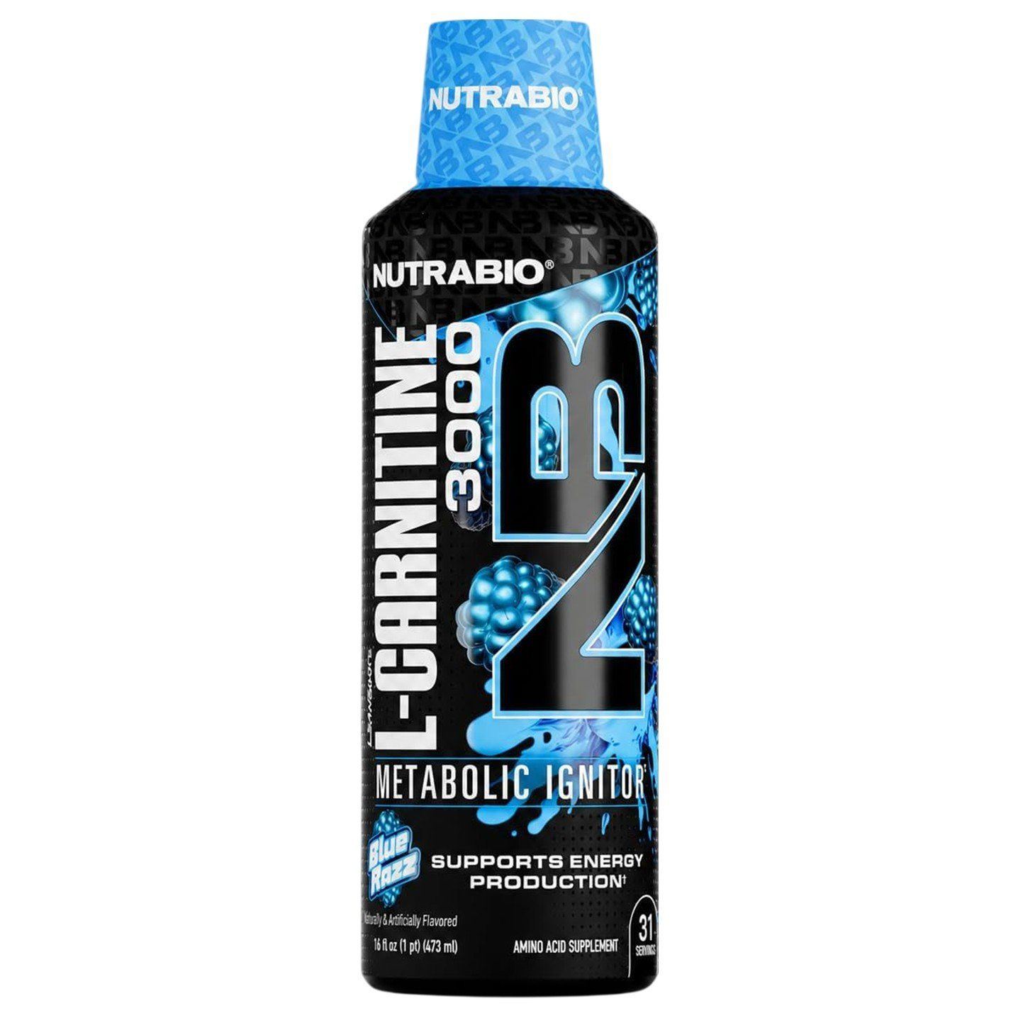 NutraBio LeanShots L-Carnitine 3000 Blue Razz - 473 ml