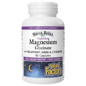 Natural Factors Nighttime Magnesium Glycinate with GABA &amp; L-Theanine - 60 Capsules