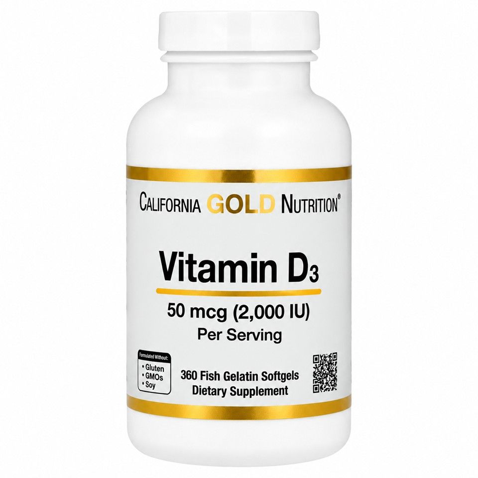 California Gold Nutrition, Vitamin D3, 50 mcg (2,000 IU), 360 Fish Gelatin Softgels
