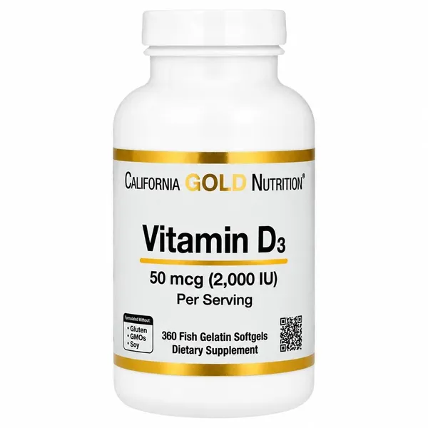 California Gold Nutrition, Vitamin D3, 50 mcg (2,000 IU), 360 Fish Gelatin Softgels