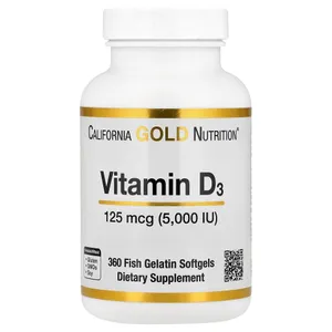California Gold Nutrition, Vitamin D3, 125 mcg (5,000 IU), 360 Fish Gelatin Softgels