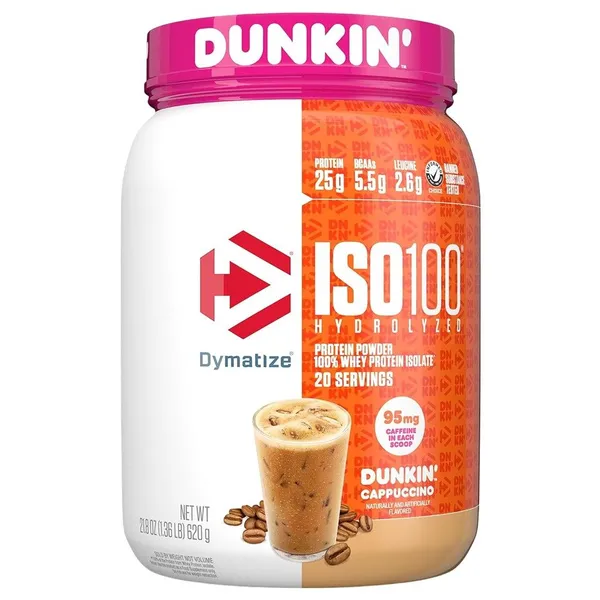 Dymatize, ISO100 Hydrolyzed, 100% Whey Protein Isolate, Dunkin Glazed Donut, 1.34 lb (610 g)