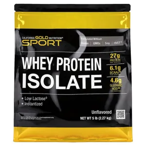 California Gold Nutrition, Sport, Whey Protein Isolate, Unflavored, 5 lb (2.27 kg)