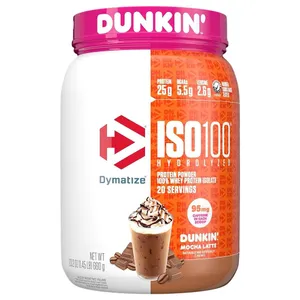 Dymatize, ISO100 Hydrolyzed, 100% Whey Protein Isolate, Dunkin’ Mocha Latte, 1.45 lb (660 g)