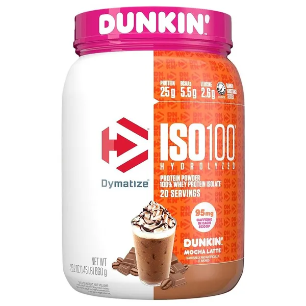 Dymatize, ISO100 Hydrolyzed, 100% Whey Protein Isolate, Dunkin Glazed Donut, 1.34 lb (610 g)