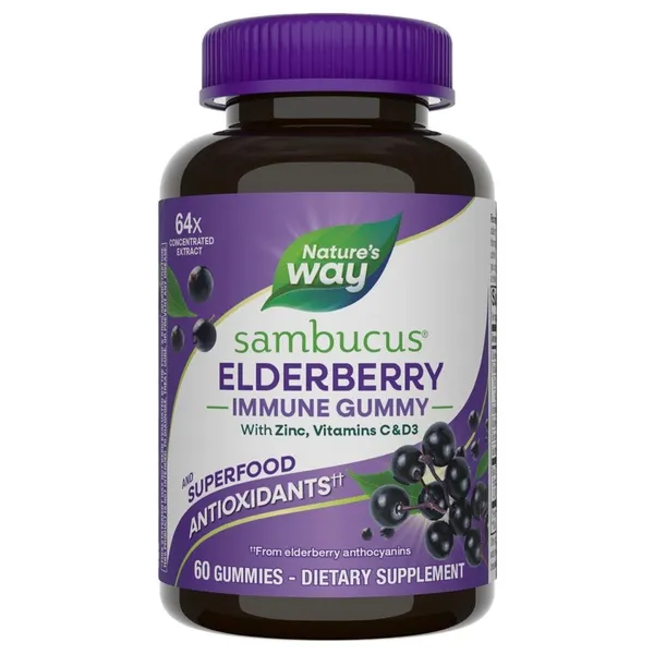 Nature's Way, Sambucus, Immune Gummy, Elderberry, 60 Gummies