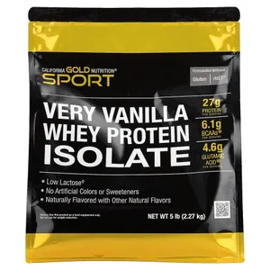California Gold Nutrition, Sport, Whey Protein Isolate, Very Vanilla , 5 lb (2.27 kg)