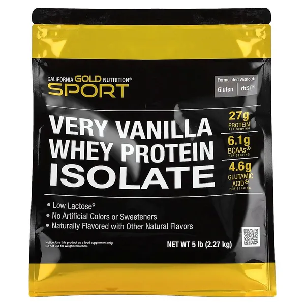 California Gold Nutrition, Sport, Whey Protein Isolate, Unflavored, 1 lb (454 g)
