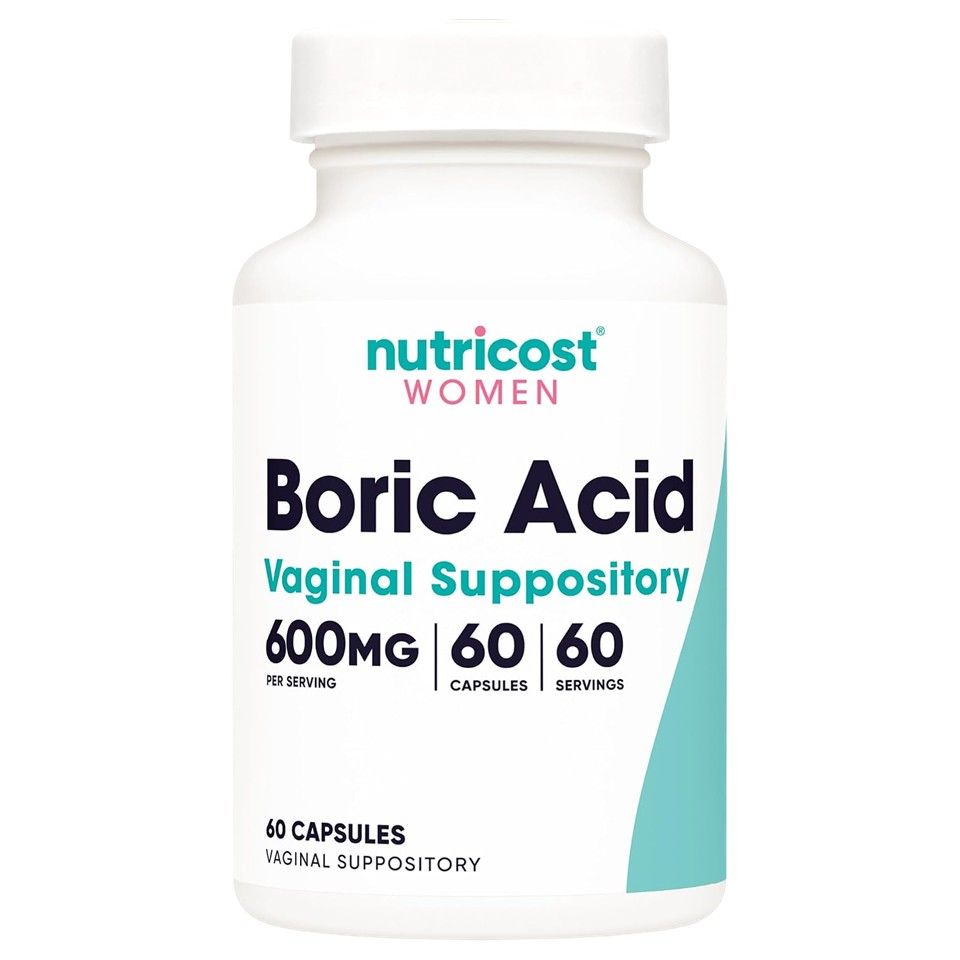 Nutricost, Women, Boric Acid, Vaginal Suppository, 600 mg , 60 Capsules